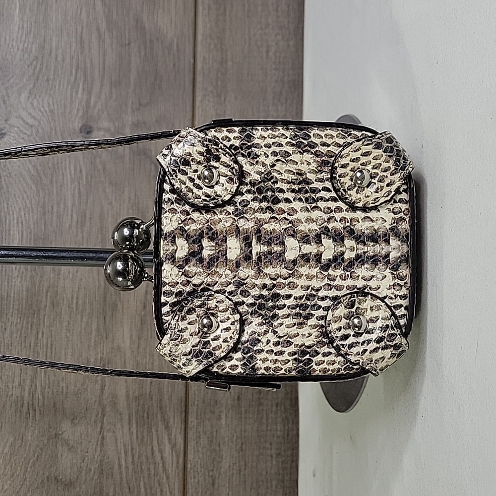 Talbots Python Leather Box Frame Kisslock Crossbo… - image 2